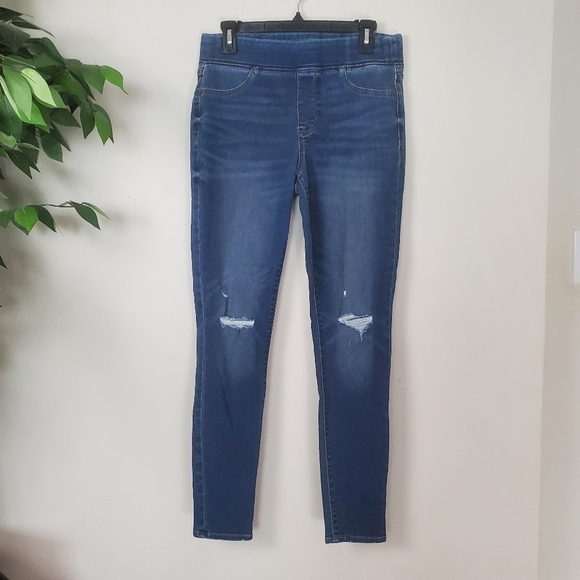 Old Navy Rockstar Jean Jeggings Elastic Waist Womens Size 8 Distressed Skinny - Picture 1 of 9
